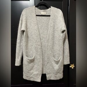 Wilfred Large Gray Open-Front Cardigan Cozy Wool Neutral Knits Scandi Girl